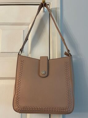 Blush pink Braided-Trim Shoulder Bag